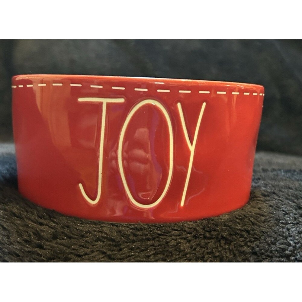Rae Dunn Artisan Collection by Magenta, Red Ceramic Dog Bowl JOY